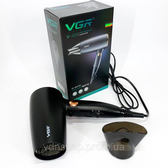 Фен для волос с дифузором VGR, Фен для укладки волос унивесальный с ионизацией укладки HI-23 | Зображення 1