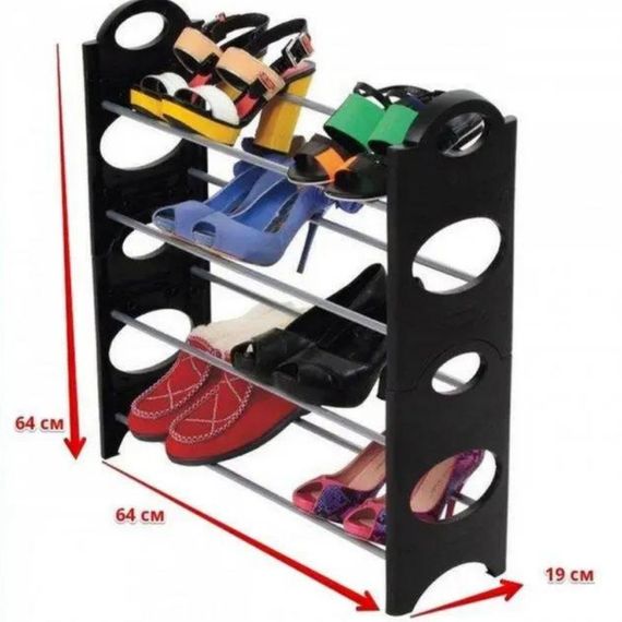 Полка для обуви XPRO Shoe rack (4 полки, 12 пар) (25"Wх7,9"Dх25"H) (8088) (14) черная (MER-14189_248) | Зображення 2