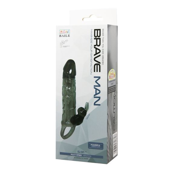 Насадка на член - Brave Man Vibrating Penis Sleeve 5,91" Black | Зображення 7