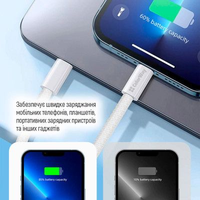 Дата кабель USB-C to Lightning 1.0m 27W grey ColorWay (CW-CBPDCL061-GR) | Зображення 6