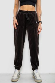 Спортивні штани жіночі велюрові на флісі, колір чорний, 238R58647-1