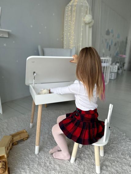 Дитячий столик і стільчик корона білий. Столик із нішею для олівців і розмальовок | Зображення 1