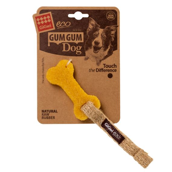 Игрушка для собак Маленькая кость GiGwi Gum Gum, экорезина, джут, 9 см | Зображення 1