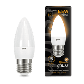 Лампа світлодіодна Gauss Black  6.5 Вт C37 матова E27 220 В 3000К
