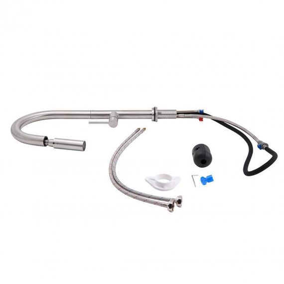 Смеситель для кухни Qtap Lenicka с выдвижным изливом QTLEN9138103UN Brushed Nickel PVD | Зображення 6