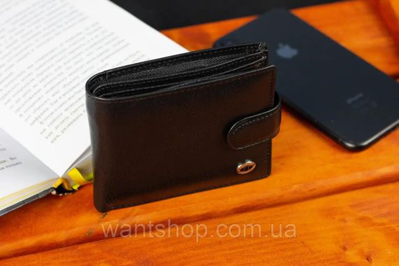 Шкіряне чоловіче портмоне на кнопці ST Leather ST-104-1 чорний | Зображення 7
