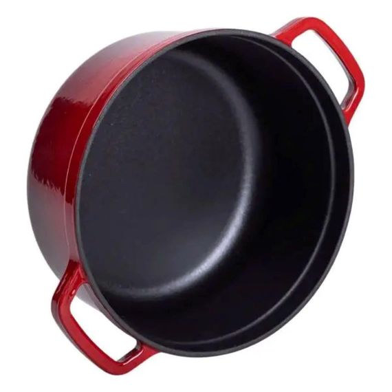 Каструля чавунна емальована 3 л з кришкою Ø24 см Червона | Зображення 3