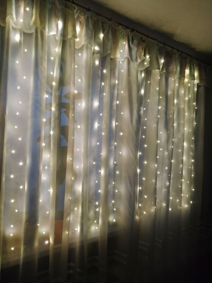 Гірлянда штора 3x2 метри, 200LED, "світлодіодні краплі" від USB, теплий білий колір, 8 режимів + пульт | Зображення 2