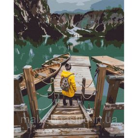 Картина по номерам "Путешественник на озере Брайес" BS52565  Brushme 40х50 см