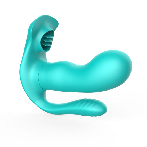Вибромассажер с анальным и клиторальным стимулятором Boys of Toys - Tongue triple Stimulator GREEN, BS561001-5 Sex Aura | Зображення 2