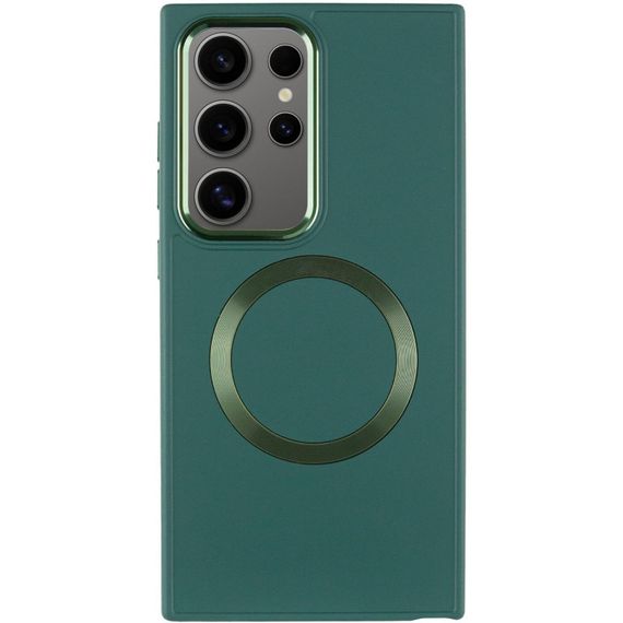 TPU чехол Bonbon Metal Style with MagSafe для Samsung Galaxy S24 Ultra Зеленый / Army Green | Зображення 1