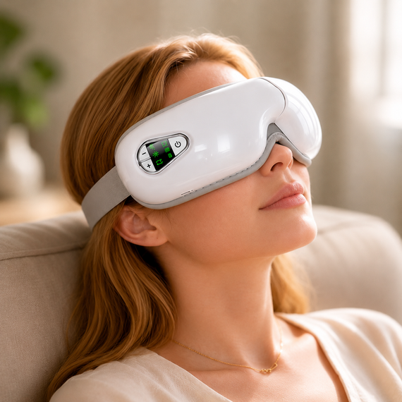 Массажер для глаз TS-5507 Airbag eye massager / Аккумуляторный массажер 3 режима / Вибрационные массажные очки для расслабления | Зображення 1