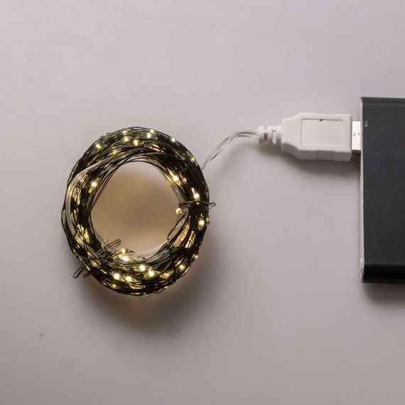 Гірлянда роса 20 метрів USB на 200 led світлодіодів крапля на зеленому дроті жовта | Зображення 6