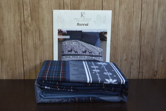 Комплект постільної білизни First Choice Flanel 200×220 см Happinies Navy Blue | Зображення 3