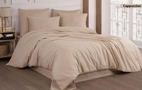 Постільна білизна Cotton Shine Stripe Satin 200х220 Cappuccino