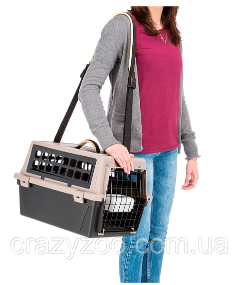 Переноска для собак та котів Ferplast Atlas Trendy Plus 20 з ременем чорно-бежева до 8 кг 37x58x32 см 73027499 | Зображення 1
