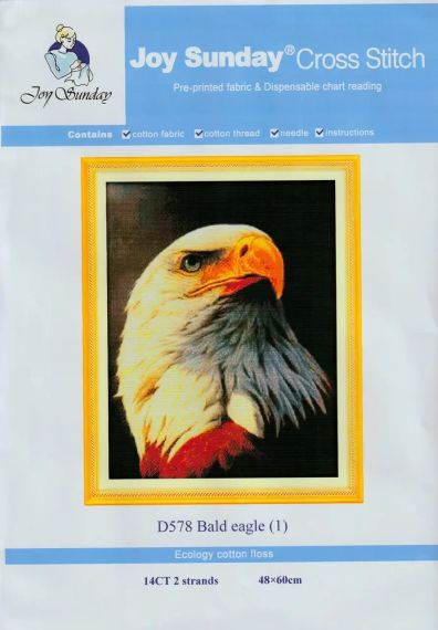 Набір для вишивання за нанесеною на канву схемою "Bald eagle (1)". AIDA 14CT printed 48*60 см | Зображення 1