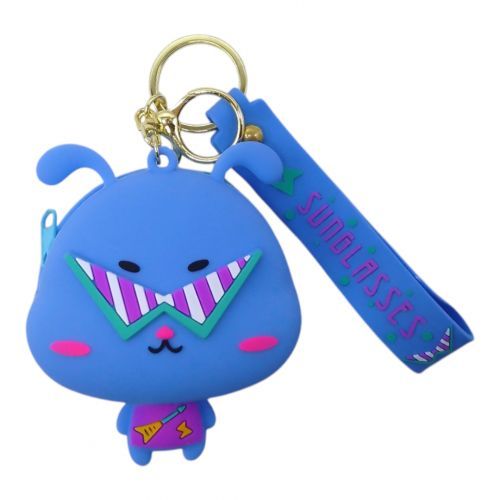 Кошелек-монетница, силиконовый, "Зайка", синий