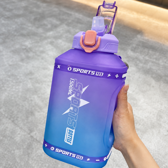 Спортивная бутылка для воды 1500 мл (1.5 л) с ручкой, BPA Free, Фиолетовый градиент | Зображення 5