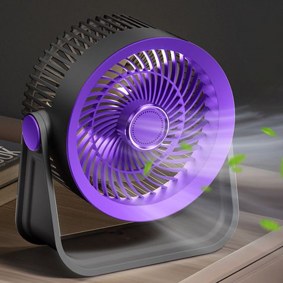 Портативний вентилятор S35 Built-in aromatherapy/mosquito repellent box 2400mAh Black / Purple | Зображення 1