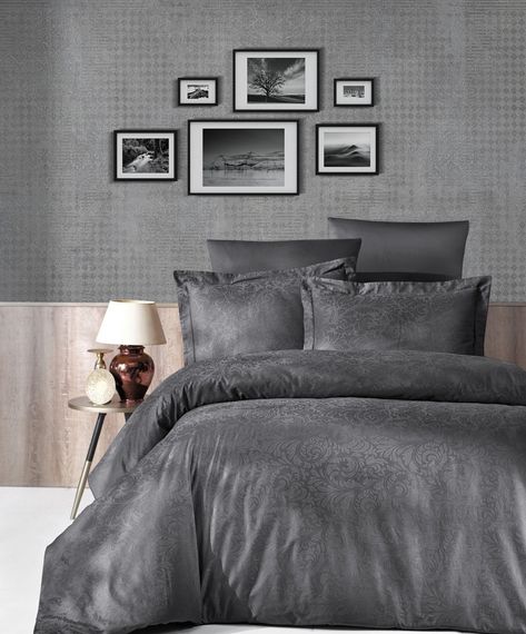 Постільна білизна First Choice Jacquard Satin DARK 200 х 220 см Tecna Anthracite