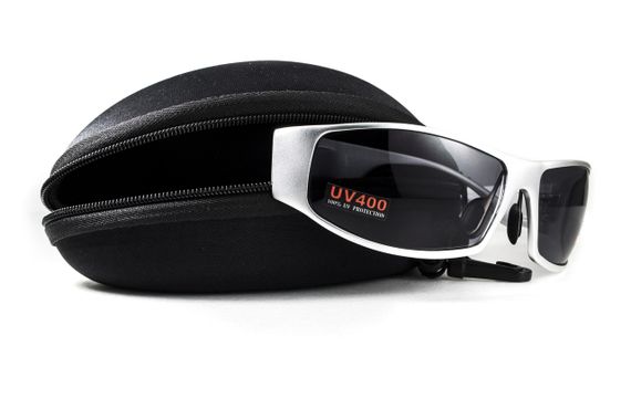 Окуляри захисні Global Vision BAD-ASS-1 Silver (gray) чорні в металевій оправі | Зображення 1