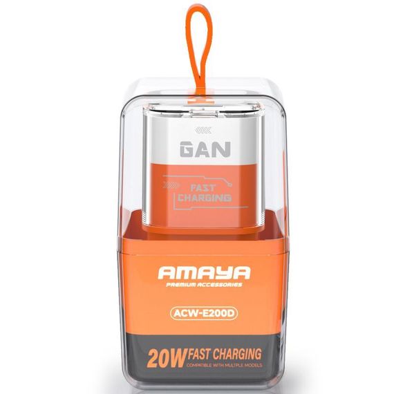 МЗП Amaya E200D PD20W+QC3.0 (1USB-A/1C) Orange | Зображення 1