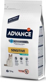 Корм Advance Cat Sterilized Salmon Sensitive сухой с лососем для стерилизованных кошек с чувствительным пищеварением 1.5 кг