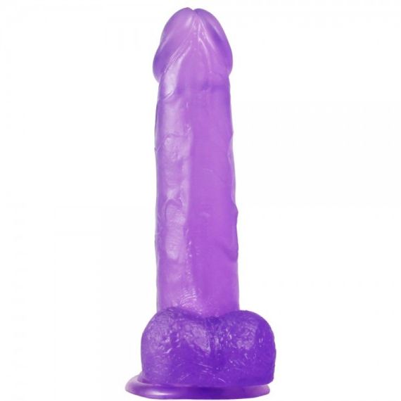 Фалоімітатор з мошонкою - Jelly Studs Crystal Dildo Large 8" Purple Sex Aura | Зображення 1