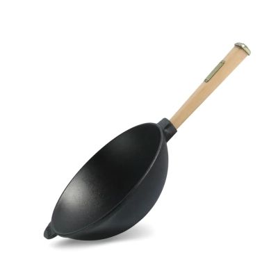 Сковорода Brizoll чавунна WOK з дерев&apos;яною ручкою та скляною кришкою 2,8 л 260х80 мм (W26H-6) | Зображення 5