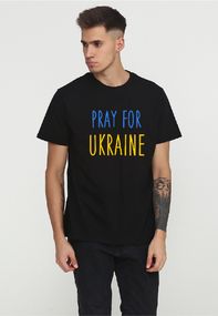 Футболка чоловіча чорна з принтом "Pray for Ukraine", S