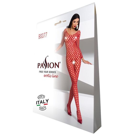 Бодістокінг з крупною сіткою Passion BS077 red | Зображення 4