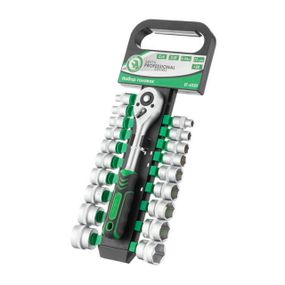 Набір торцевих головок 6-24 мм, 3/8", рукоятка з храповим механізмом, 20 од. INTERTOOL ET-6020