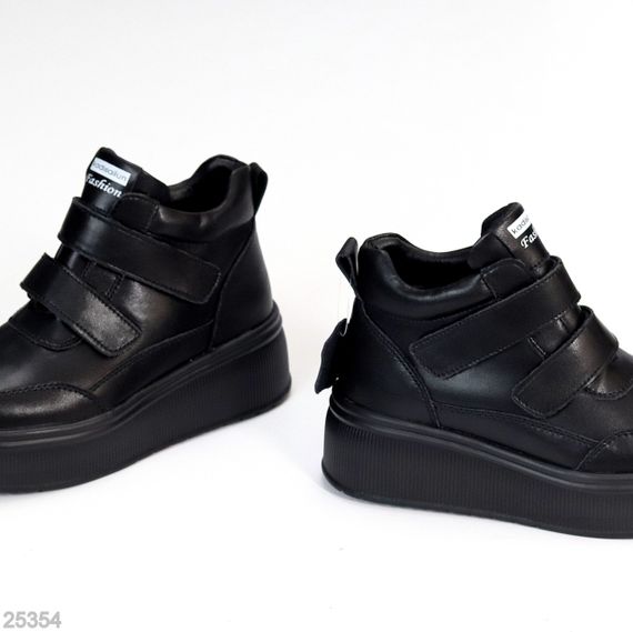 Спортивні чорні зимові черевики натуральна шкіра на липучках | Зображення 7