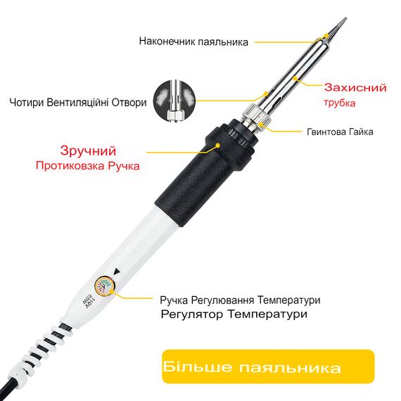Паяльный набор с ЖК дисплеем JCD 908S 60W в футляре + паяльная станция Белый (sv3531) | Зображення 3