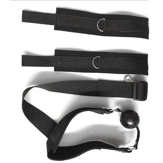 Бондаж с фиксацией за спиной Star Night с кляпом и наручниками, черный, One Size Sex Aura | Зображення 2