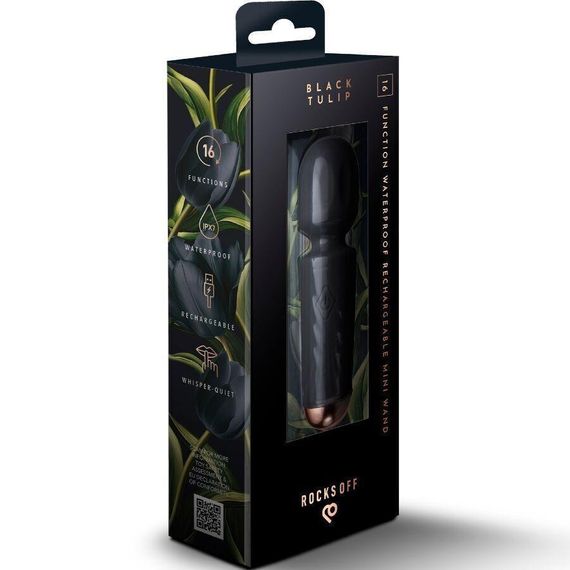 Вібромасажер Rocks Off Mini Wand Black Tulip, 16 режимів Sex Aura | Зображення 5
