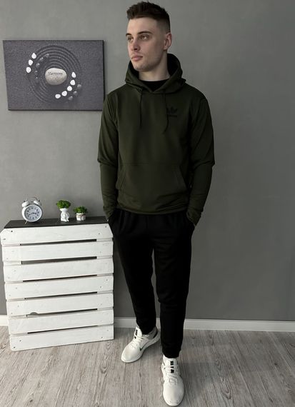 Демісезонний спортивний костюм Adidas худі хакі + чорні штани (двонитка) RD122/RD127 | Зображення 3