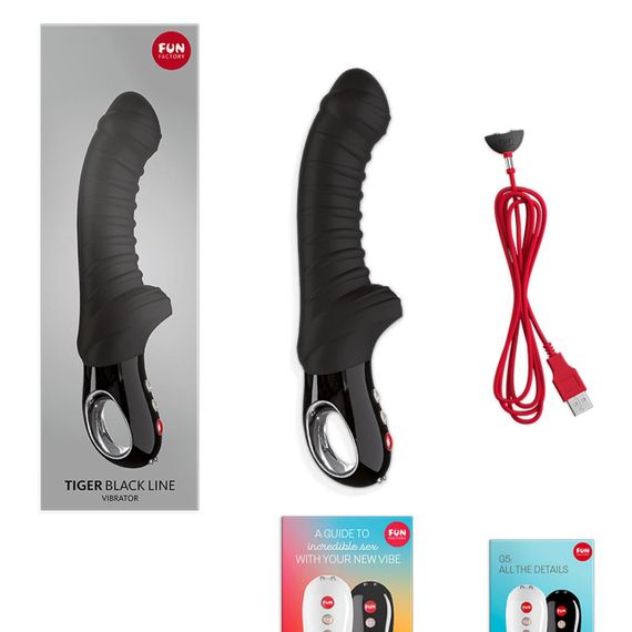 Вибратор для точки G Fun Factory TIGER black, ребристый, подходит для анальной стимуляции Sex Aura | Зображення 4