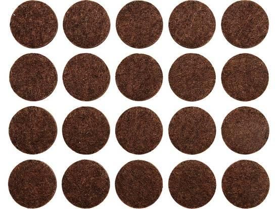 Протектор самоклеючий повстяний VOREL, 20мм, набір 20шт. (коричневі) [60/720] VR-74851