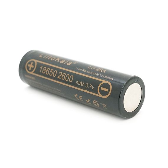 Акумулятор 18650 Li-Ion LiitoKala Lii-26A, 2600mah (2450-2650mah), 3.7V (2.75-4.2V), Black, PVC BOX Q2,  цiна за 1 шт | Зображення 2
