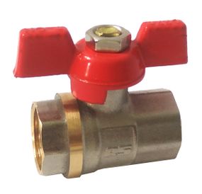 Кран кульовий 1/2" ВВ нікель червоний  метелик STA 15/150