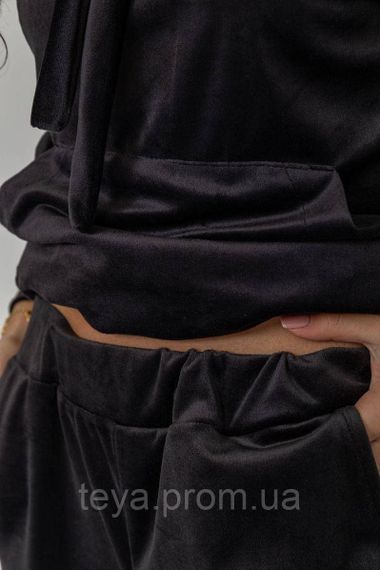 Спортивний костюм жіночий велюровий, колір чорний, розміри S, M, L, XL FA_006221 | Зображення 5
