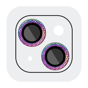 Захисне скло Metal Shine на камеру (в упак.) для Apple iPhone 15 (6.1") / 15 Plus (6.7") Бузковий / Rainbow