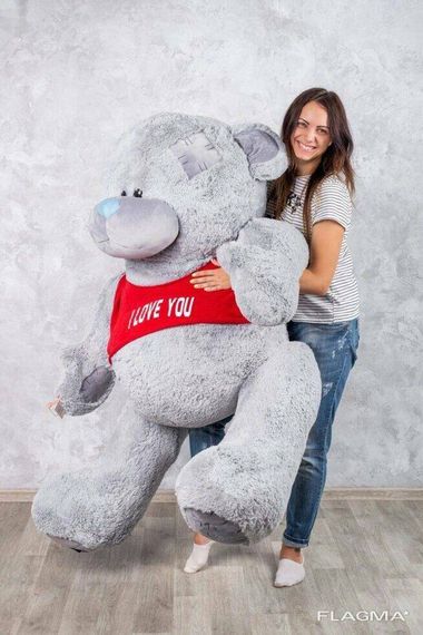 Мишка с латками плюшевый в футболке Yarokuz Me To You 2 метра Серый | Зображення 7