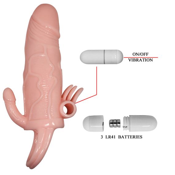 Насадка на член - Brave Man Vibrating Penis Sleeve Flesh | Зображення 7