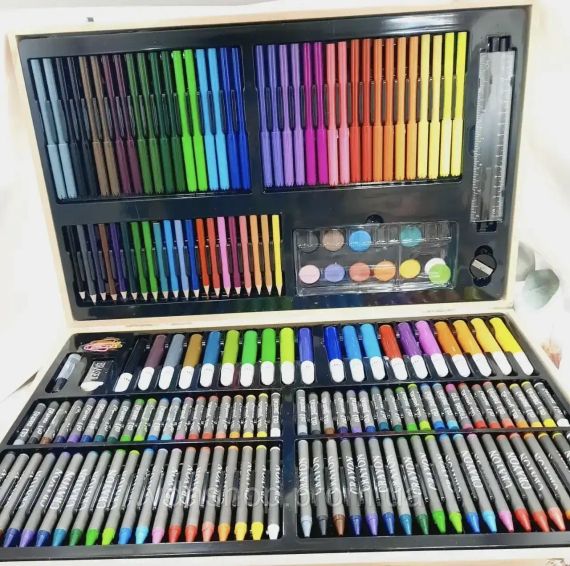 Дитячий набір для малювання та творчості 180 предметів у дерев'яній валізі | Зображення 3