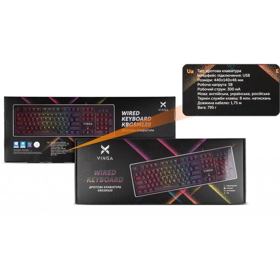 Клавіатура Vinga KBGSM120 Black | Зображення 5
