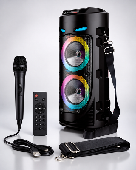 Портативная Bluetooth-колонка Sing-e ZQS4239 с LED-подсветкой / Беспроводная колонка для вечеринок с микрофоном 30W