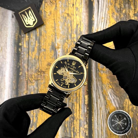 Класичний чоловічий годинник Awarder 022 Black-Gold Automatics Metall Не Забуду Дім | Зображення 2